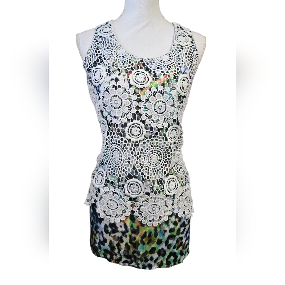 Adore White Floral Lace Tank Top